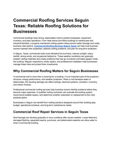 Commercial Roofing Services Seguin Texas | Business Roofing