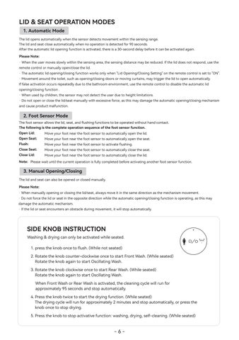 INTEGRATED 智能 TOILET – USER × INSTALLATION MANUAL 第 7 页