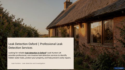 Leak Detection Oxford | Professional Leak Detection Services