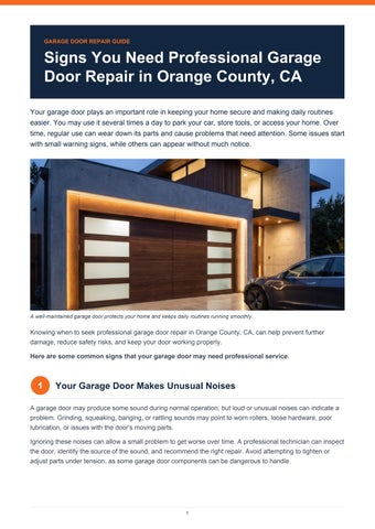 Signs You Need Professional Garage Door Repair in Orange County, CA 