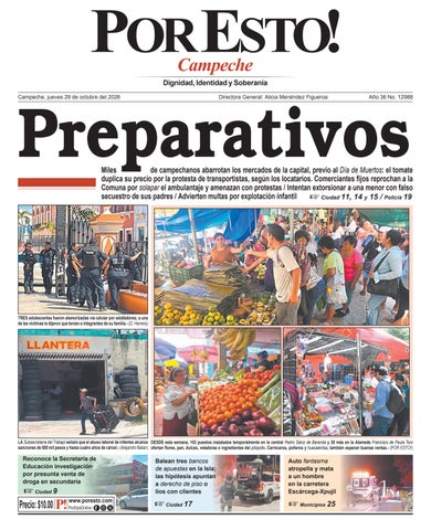 PORTADA POR ESTO CAMPECHE, JUEVES 29 DE OCTUBRE DE 2026