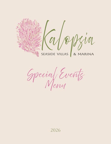 Kalopsia Special Events Menu