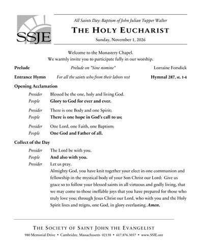 2026-11-01 All Saints Day-Baptism of John Julian Tupper Walter alternate 第 1 页