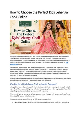 How to Choose the Perfect Kids Lehenga Choli Online